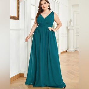 Sleeveless V-Neck Maxi Chiffon Bridesmaid Dress